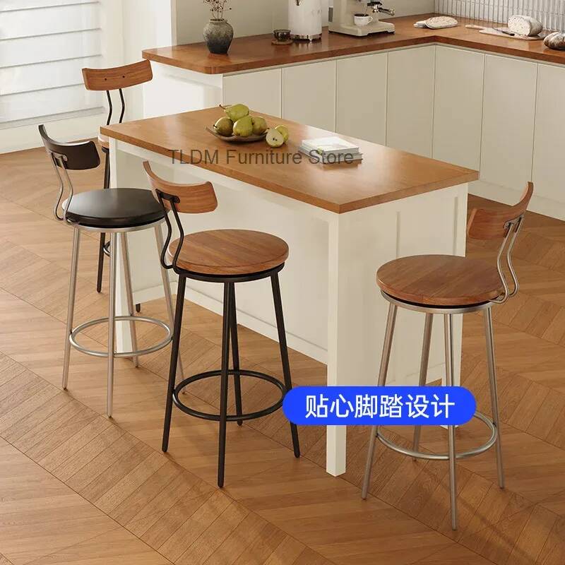 Home Bar Stools - Nordic Simple Bar Chair Household Solid