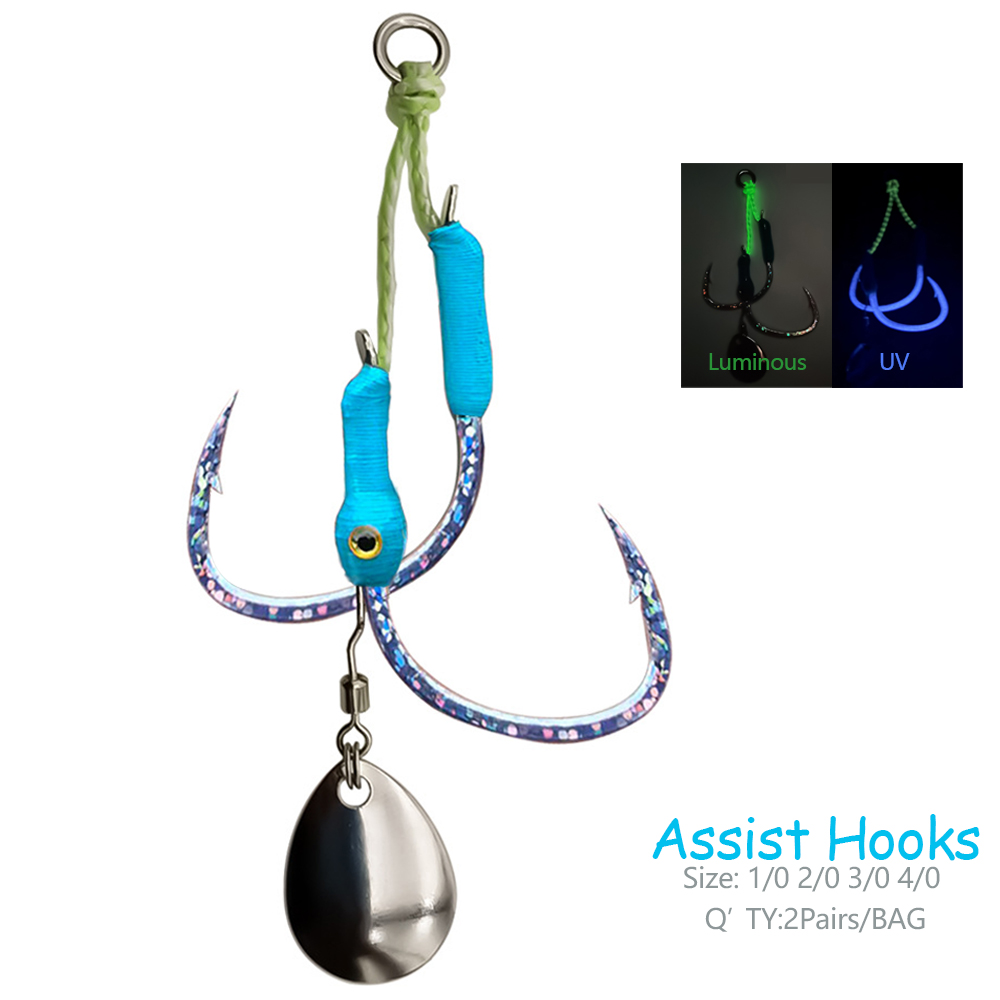 Jigger Double Sided - 2Pairs/Bag Jigging Lure Assist Hook 1/0