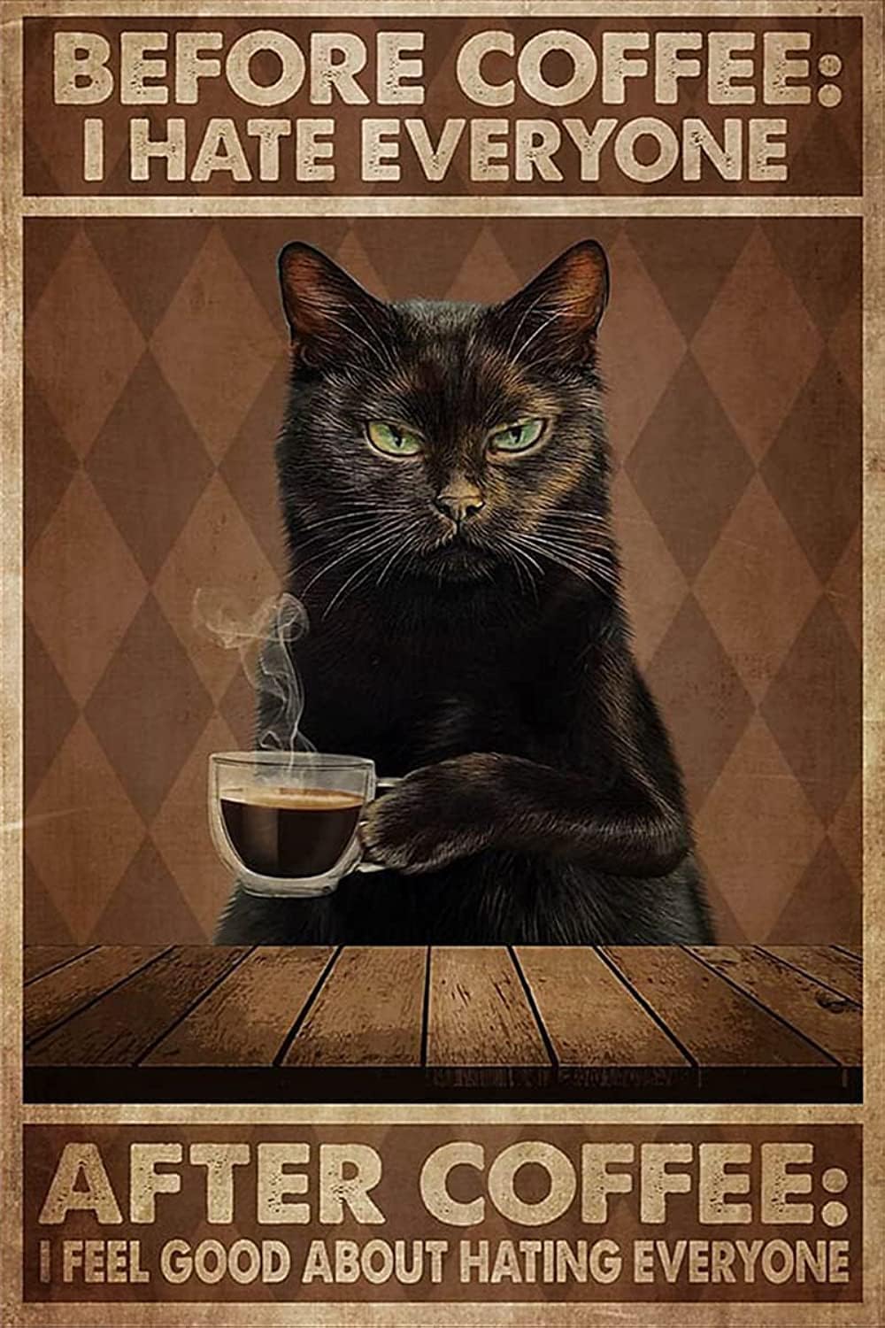 Vintage Tin Signs Cat Before C - Home Bar And Coffee 评论和价格