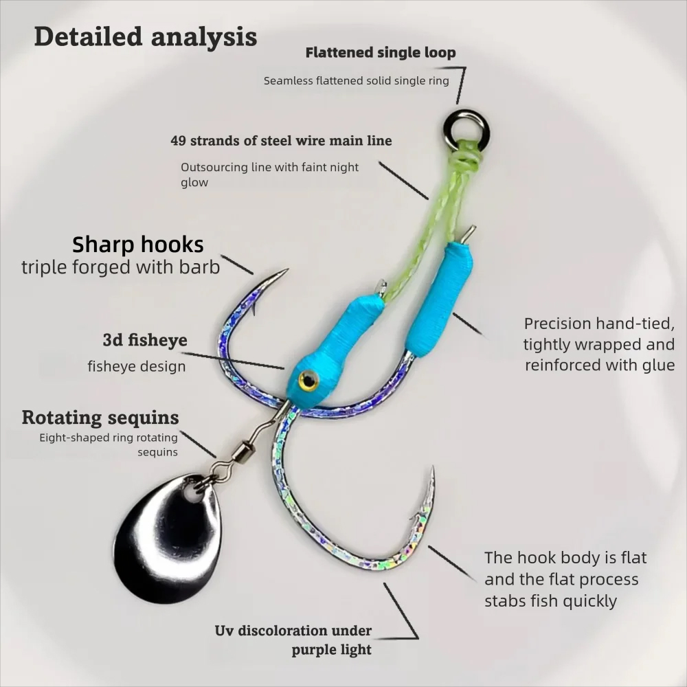 2Pairs/Bag Jigging Lure Assist - Jigger Double Sided 评论和价格